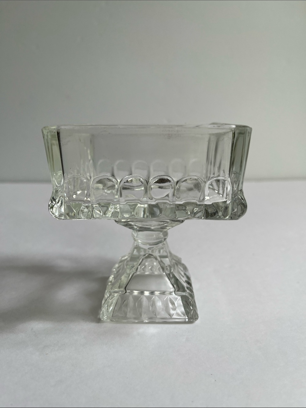 Pressed Glass Square Pedestal Candy Dish
